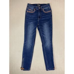 Frank Lyman Montreal Jeans Womens S Blue High Waist Slim Zipper Hem Stretch